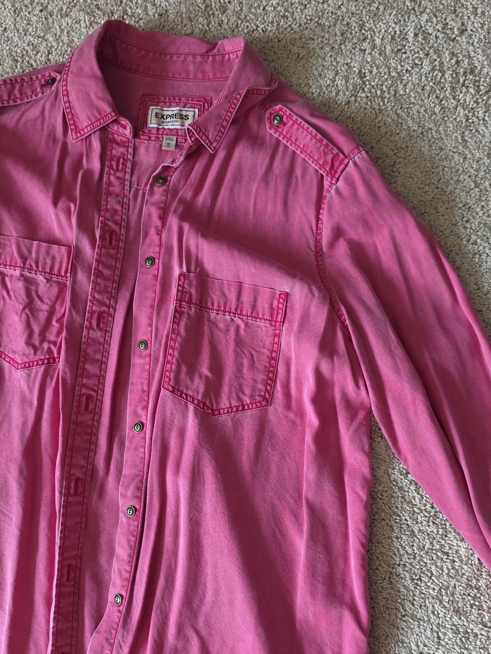 Washed Red Button Down Shirt - Picture 2 of 5